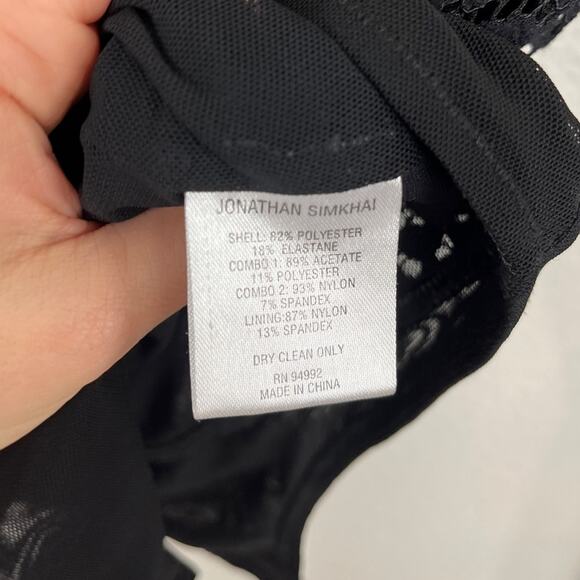 Jonathan Simkhai Long Sleeve Lace Button Front Scallop Neckline Bodysuit Small - Picture 8 of 9